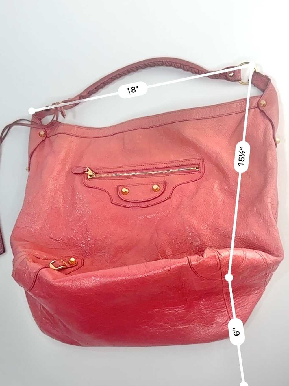 Auth Balenciaga Pink Leather Shoulder Hobo Bag motorcycle giant city hardware - Picture 5 of 15